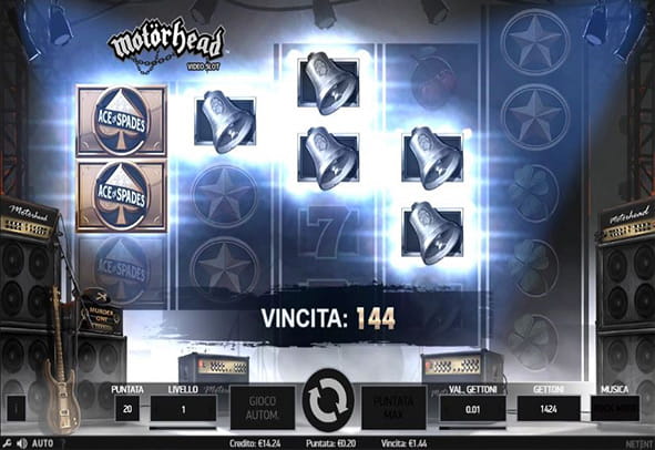 L'interfaccia grafica della slot Motorhead di NetEnt.