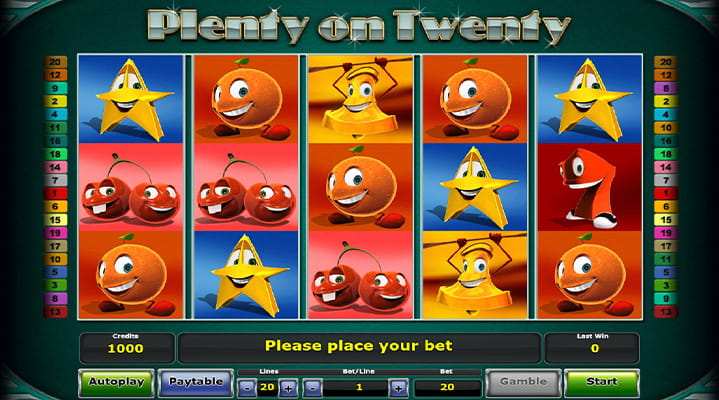 Plenty on Twenty slot Novomatic demo